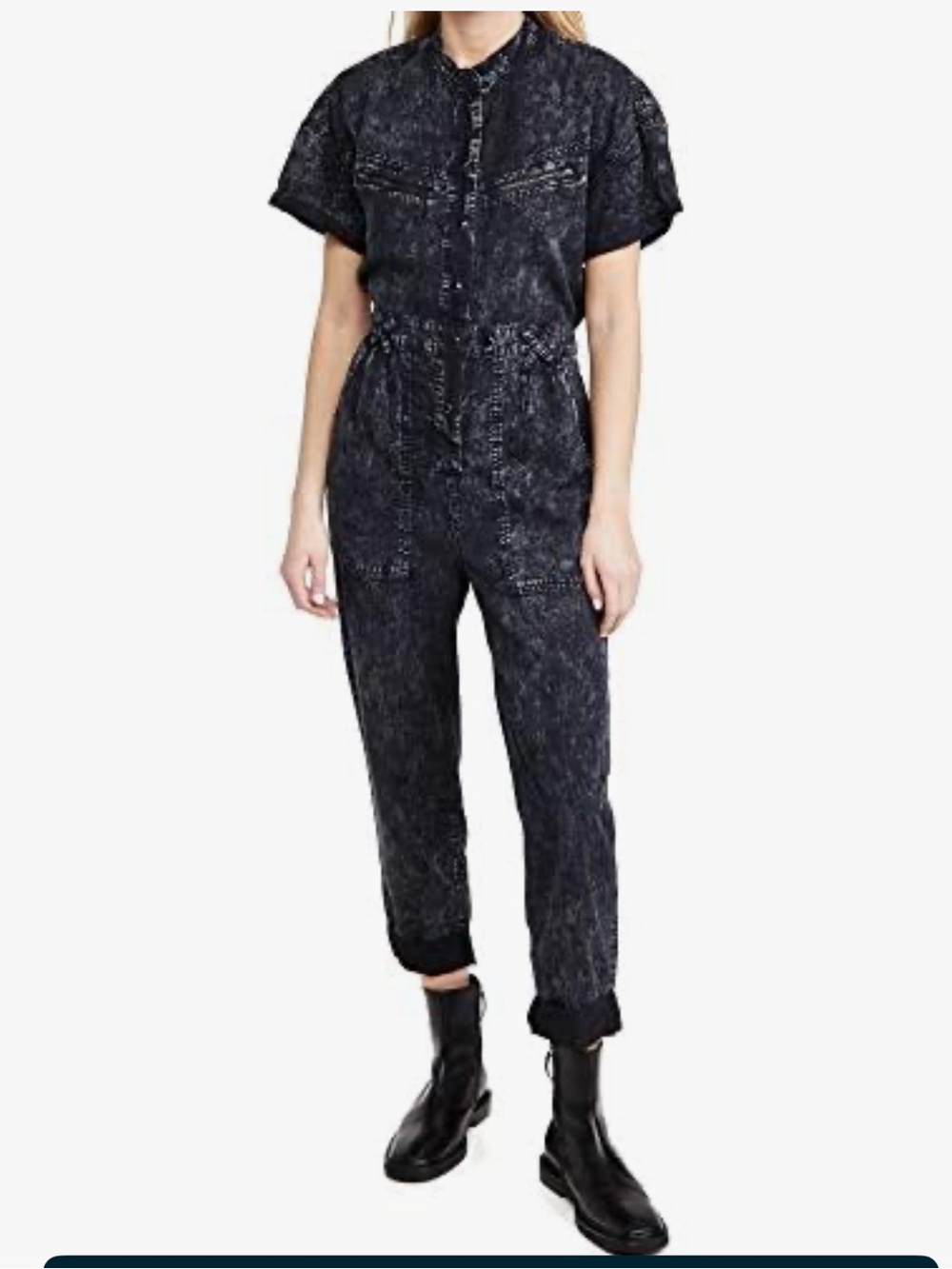 BLANKNYC Acid Wash Utility Jumpsuit Black Denim Drop Shoulder Street Wear Medium